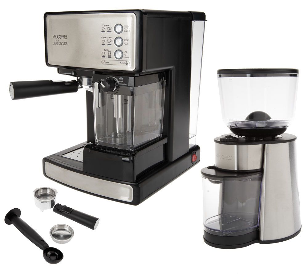 Mr. Coffee Cafe Barista Espresso, Latte & Cappuccino Maker w/Grinder - K40352 QVC.com